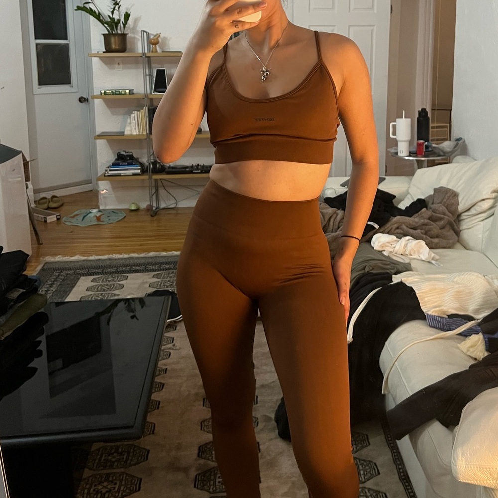 Bo+Tee Brown Leggings and Sports Bra Set